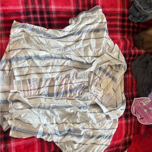 Blue and White Striped Blouse